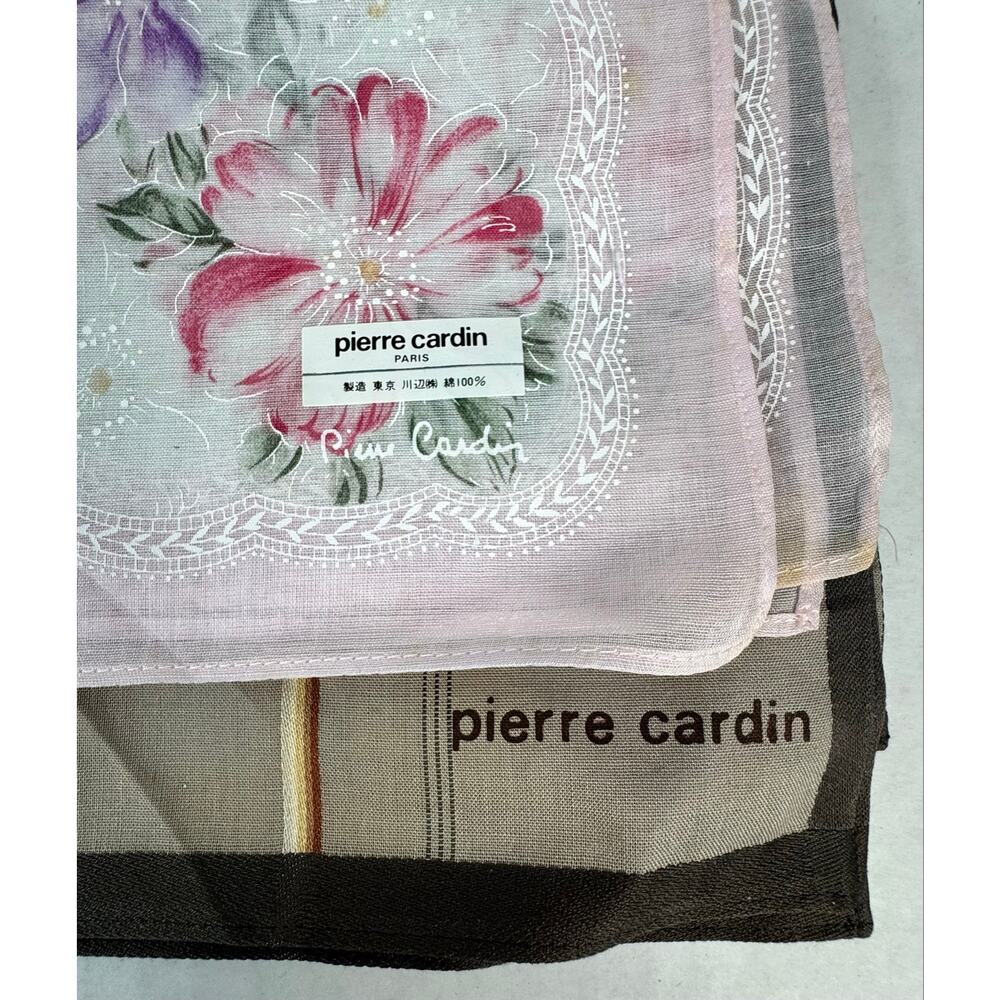 Pierre Cardin Floral Handkerchief Set Japan Cotton Pocket Square